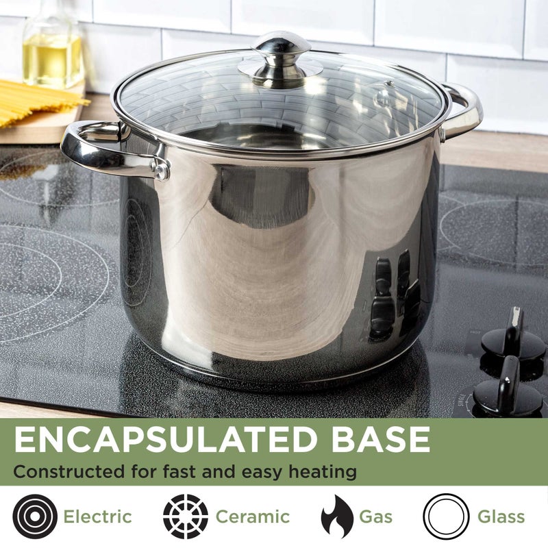 Ecolution Stainless Steel Stock Pot, Encapsulated Induction Ready Cooking Pot with Glass Lid, Oven Safe, Dishwasher Safe Soup Pot, 8-Quart - Image 3